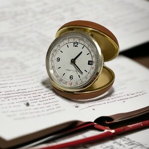 Vintage Round Westclox World Travel Folding Alarm Clock